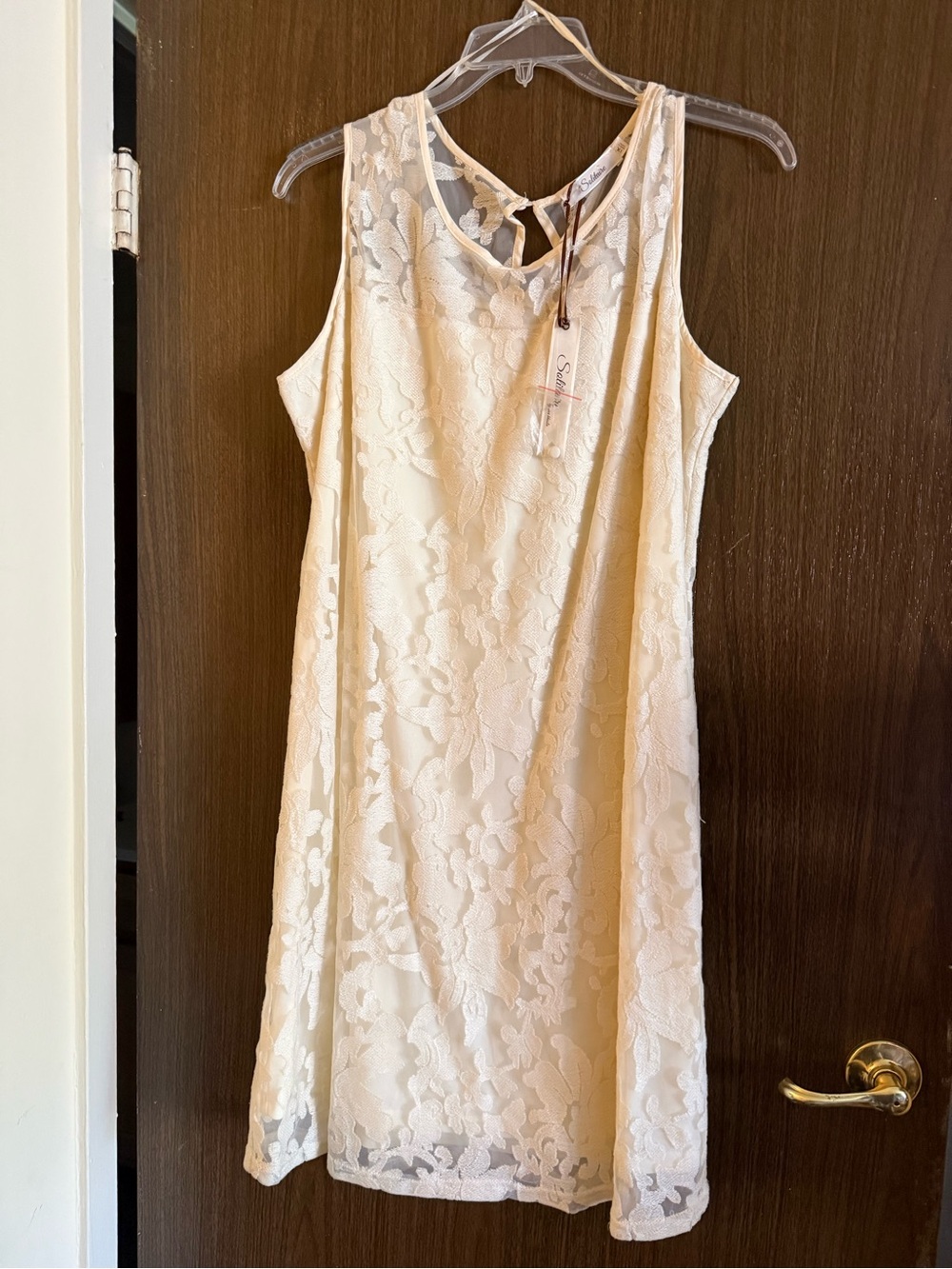 Solitaire Cream Lace Sleeveless Shift Dress